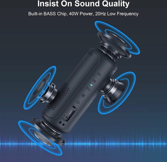 Bluetooth luidspreker met 40W geluid en IPX6 waterbestendigheid - Draadloze speaker met langdurige accu en dual pairing functie van Merkloos — afbeelding 3