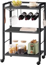 IN.HOMEXL Moselle Keukentrolley – Keukenkast – Serverwagen – Keuken Organizer – Modern – Zwart - 52x40x84 cm