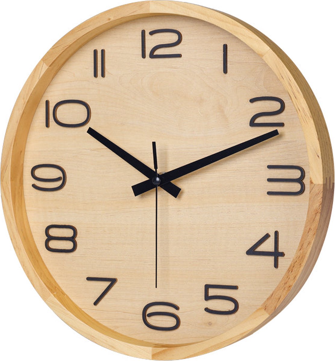 SensaHome Wandklok Milan - Moderne Ronde Klok met Cijfers - Houten Nordic Stijl - Ø30cm - Beige Hout