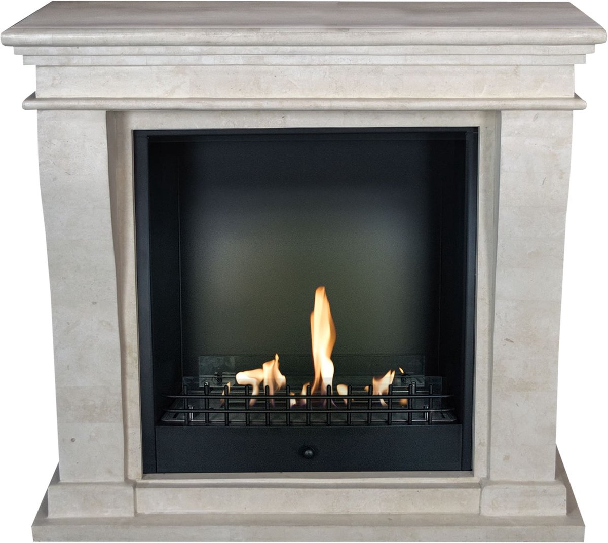 Xaralyn Bio-ethanol haard - Kreta-Mini BCL-SWP - wit gepolijst natuursteen - 3 KW verwarming - haardombouw inclusief inbouwhaard - schouw