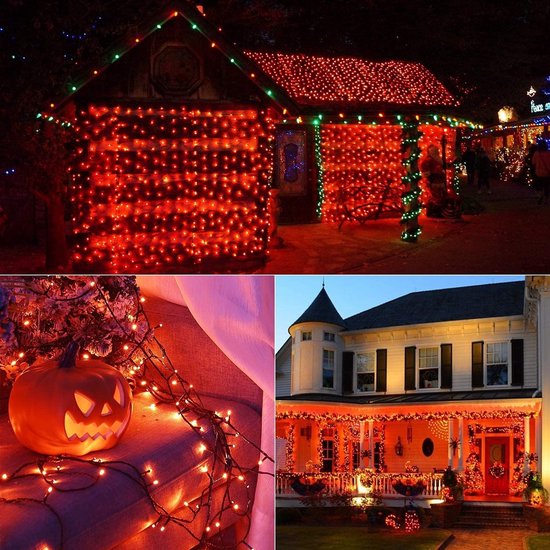 PhilzOps Halloween Guirlandes Lumineuses, 20M 200 LED Orange + Pourpre Guirlande Lumière Exterieur Noël Decoration 8 Modes Imperméable Guirlandes Pour Thanksgiving Chambre Arbre Mariage Fête Jardin