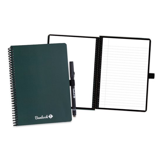 Bambook Colourful uitwisbaar notitieboek - Donkergroen (Forest) - A5 - Pagina's: Blanco & Gelinieerd - Duurzaam, herbruikbaar whiteboard schrift - Met 1 gratis stift