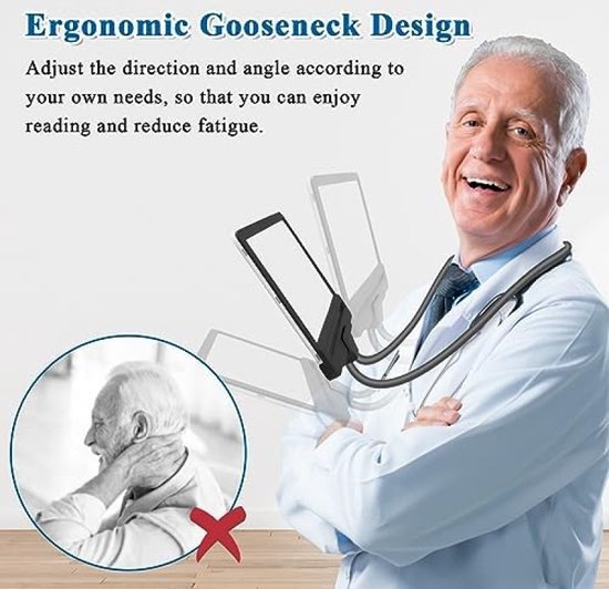 iFCOW 1. 8X Handsfree Magnifier with Light and Stand Flexible Gooseneck