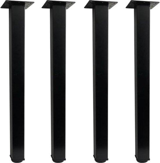 Jahof Metalen Meubelboten, Vierkant Profiel 50x50mm, Set van 4 (Zwart, 50cm