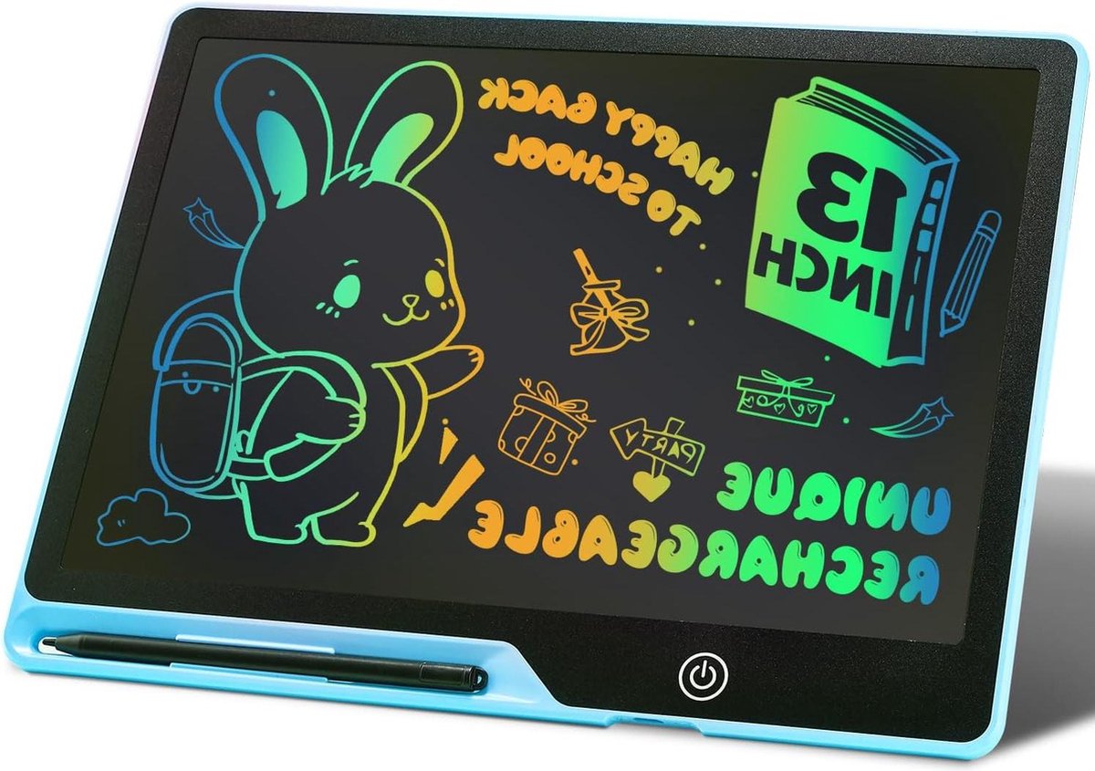 33-cm LCD-schrijftablet oplaadbaar draagbaar tekentablet kinderen - uitwisbaar schrijven tekenen herinneringslijst - grafische tablets educatief cadeau - speelgoed blauw