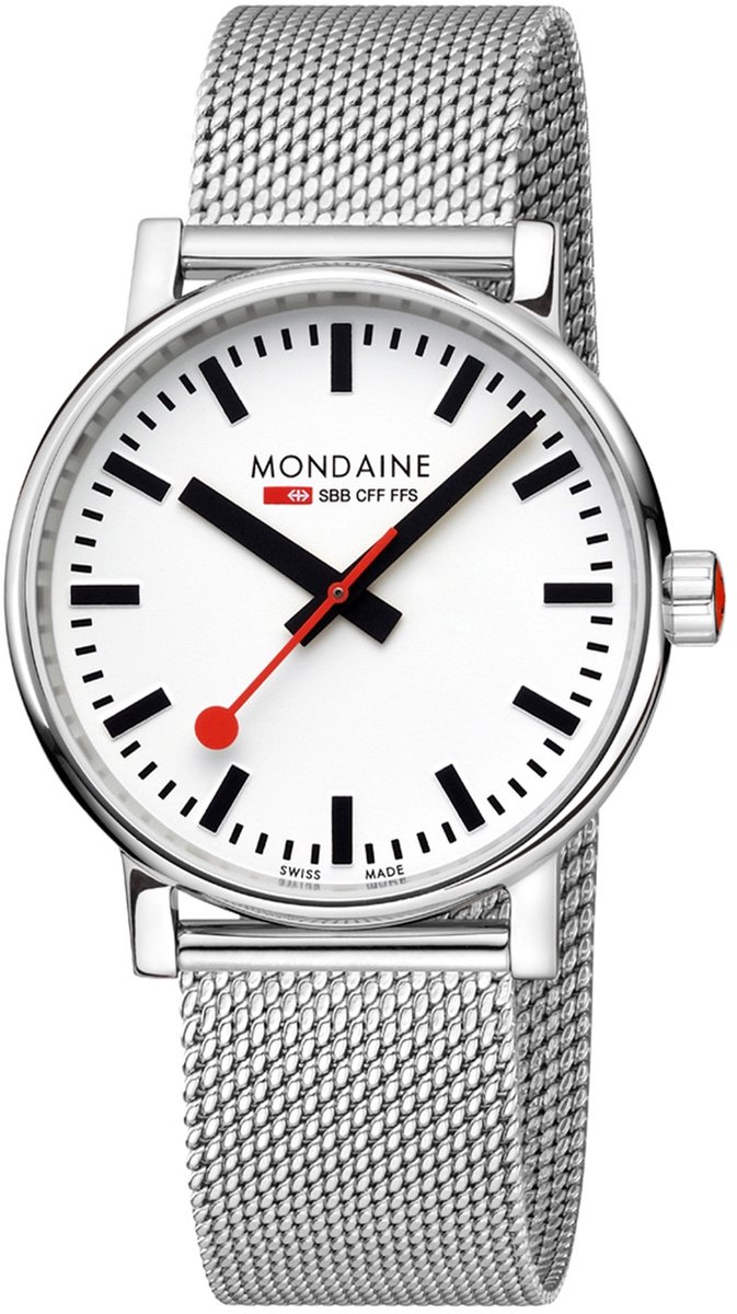 Mondaine MSE.40110.SM Evo2 Horloge - Stationsklok - Saffierglas - Staal - Zilverkleurig - 40 mm breed - Quartz - Druksluiting - 3 ATM (spatwater)