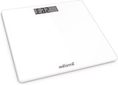 Bol.com Weegschaal personenweegschaal wit - compact ultraplat - 26 cm x 26 cm - glasplaat - LCD-display - capaciteit 180 kg - sc... aanbieding