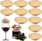 Bol.com Wine Glass Toppers - 10 Pieces Wooden Charcuterie Tops for Decorative Desserts and Appetizers - 10 cm Diameter aanbieding