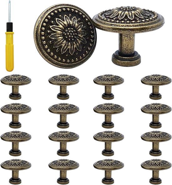 FUXXER® - Lot de 2 poignées de tiroir antiques pliables - Design bronze - Pour portes d'armoires