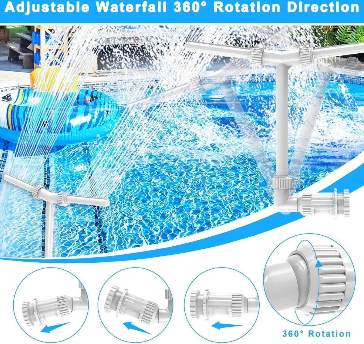 Waterval zwembadfontein pvc instelbare waterspray boven de grond - voor