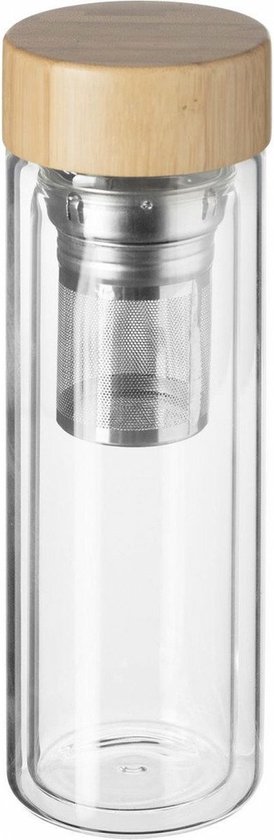 Secret de Gourmet Theefles - dubbelwandig - glas/bamboe - 40 cl - infusiefles/theepot