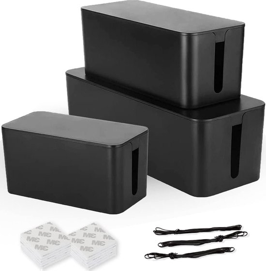 SENENQU Lot 2 Boîte Cache Câble Noir, Grand Boîte de Rangeme