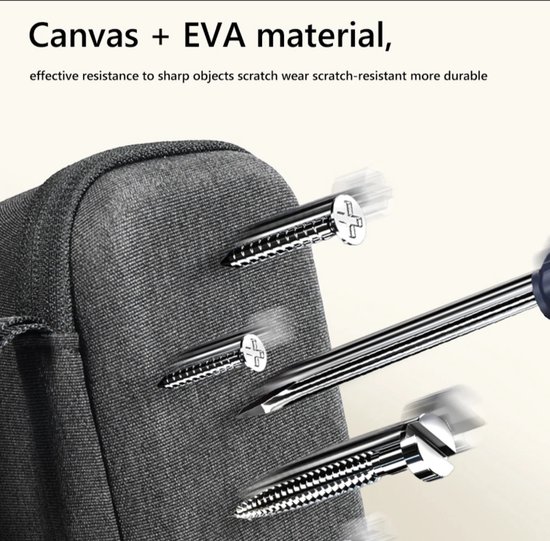 Grijze Insta360 X4 draagtas, 'Canvas + EVA material', bestand tegen schroeven.