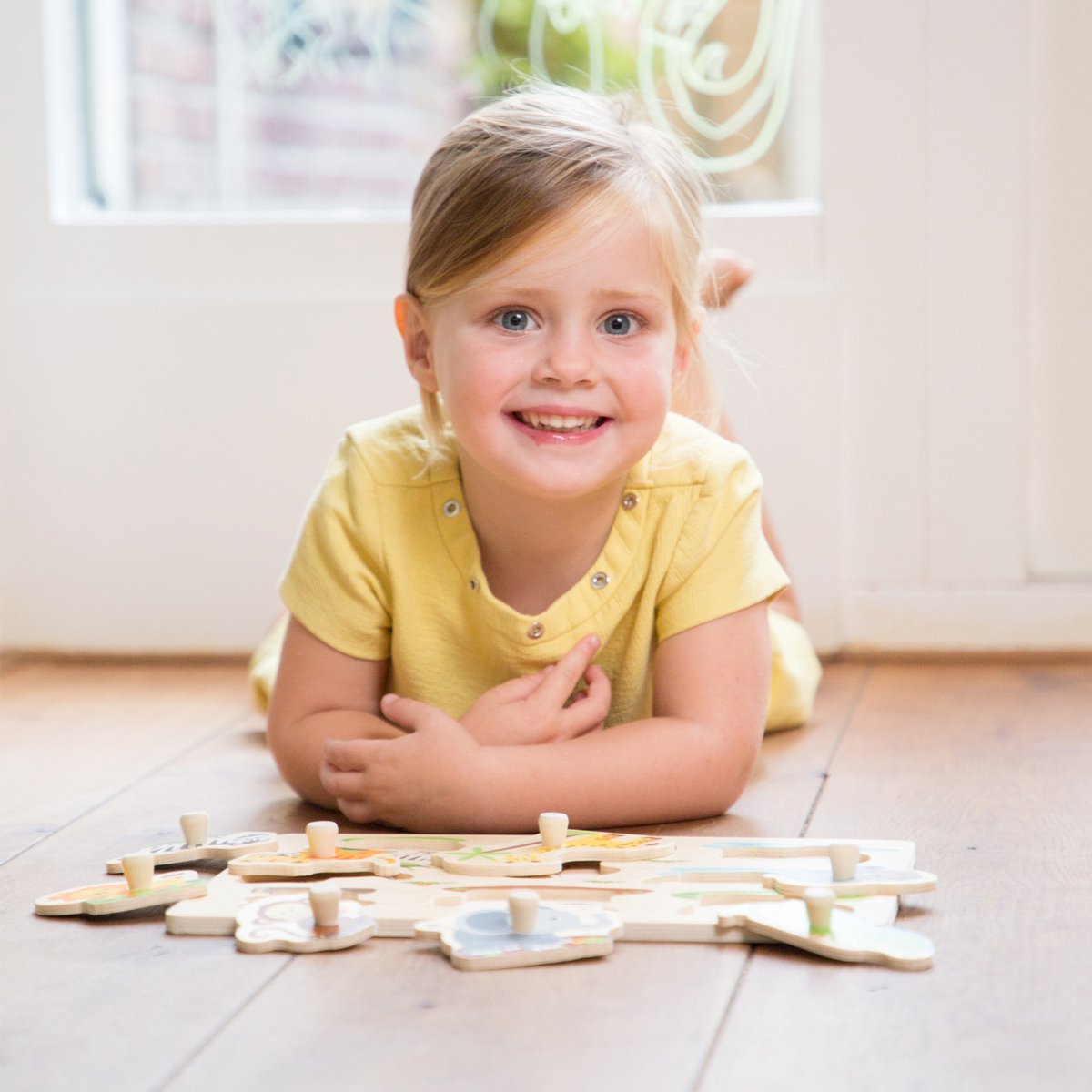 Woet® Houten Knoppuzzel Boerderij - 8 Puzzelstukjes - FSC - Houten Puzzel met Knopjes - Educatief Peuterspeelgoed - Vanaf 2 Jaar — afbeelding 6
