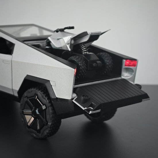 TOPRON Tesla Cybertruck model araba: 1:24 oyuncak kamyon, basınçlı döküm metal, ışıklı ve sesli