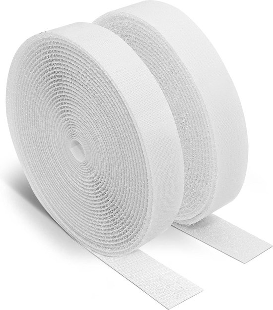 Klittenband, zelfklevend, extra sterk, 20 paar kleefpads, dubbelzijdig klittenbandsluiting, wit, rechthoekig, 3 cm x 10 cm, kleefpads, klittenband, power voor woondecoratie