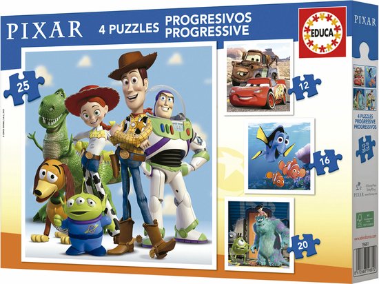 EDUCA - 4 progressieve puzzels - DISNEY PIXAR | bol
