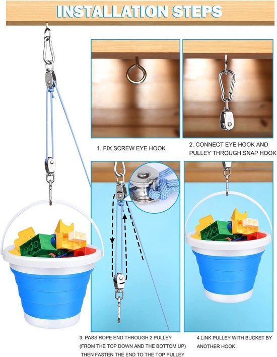 Poulie Pour Enfants Avec Seau En Métal - Kit De Jeu De Jardin - Éducatif Et Amusant - À Partir De 3 Ans Jouet éducatif Cabane Arbre Poulie Pour Enfants Avec Seau En Métal - Kit De Jeu De Jardin - Éducatif Et Amusant - À Partir De 3 Ans Jouet éducatif Cabane Arbre
