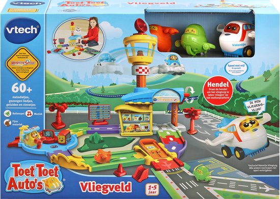 VTech Toet Toet Auto's Vliegveld - Educatief Speelgoed - Inclusief Valentijn Vliegtuig - met Geluidseffecten - 1 tot 5 Jaar