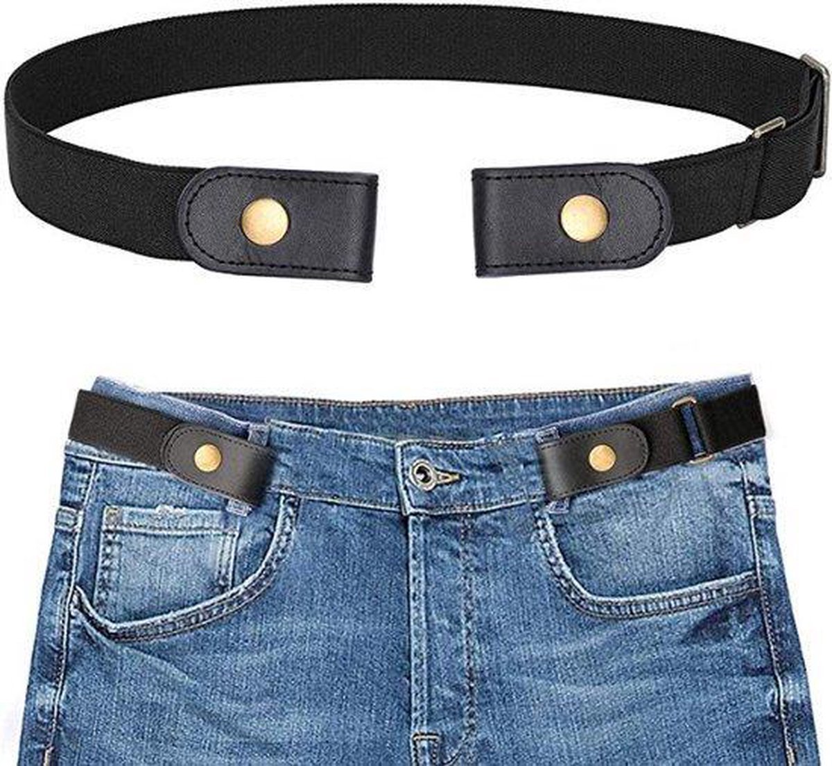 New Age Devi - Elastische Riem - Stretch - Zwart - Geniet van het gemak van een Riem zonder gesp - Gesploze riem