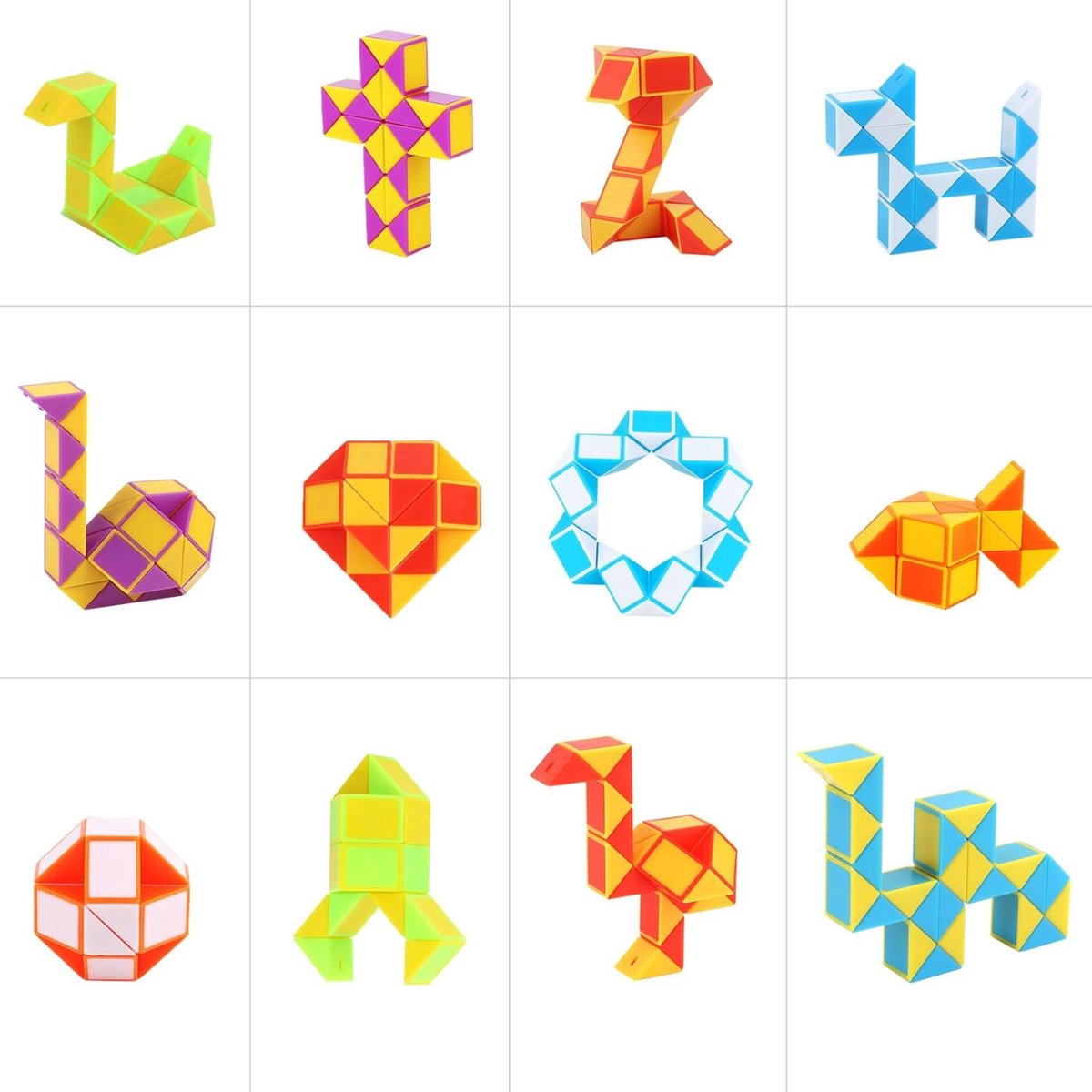 Partizzle 12x Fidget Toys Slangen Pakket - Puzzel Slang Uitdeelcadeautjes - Sensorisch / Educatief Klein Speelgoed - Grabbelton Traktatie Cadeautjes - Voor Kinderen & Peuters - Gekleurd — afbeelding 3