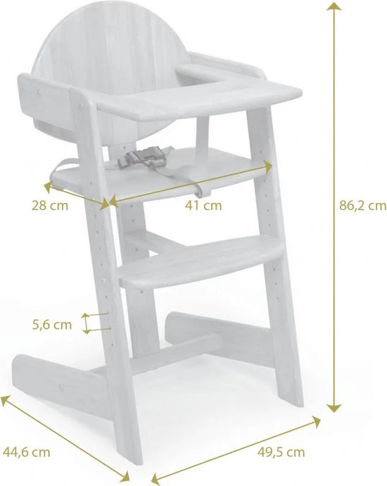 Geuther Filou - Houten Kinderstoel - Kinderzetel - Baby Eetstoel voor aan Tafel - Kinderstoeltje voor peuter - 3-punts gordels - Hoge babystoel - Wit van Geuther — afbeelding 5