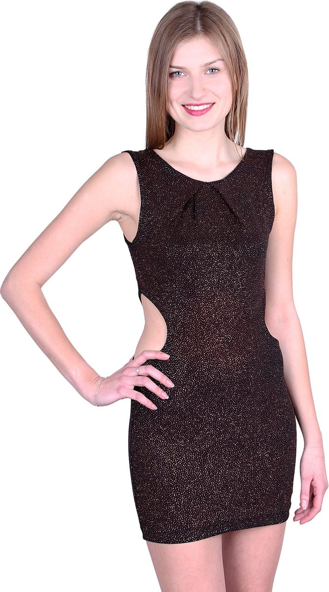 John Zack - bruine glitter mini-jurk