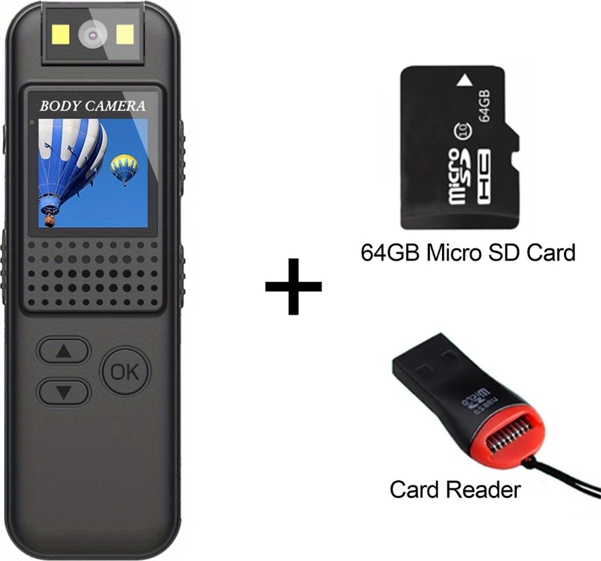 Bovista Bodycam - Politie - Chest Camera - Spy Camera - Spy Cam - Verborgen Camera - Spionage Camera - Action Camera - HD + 64GB Opslag