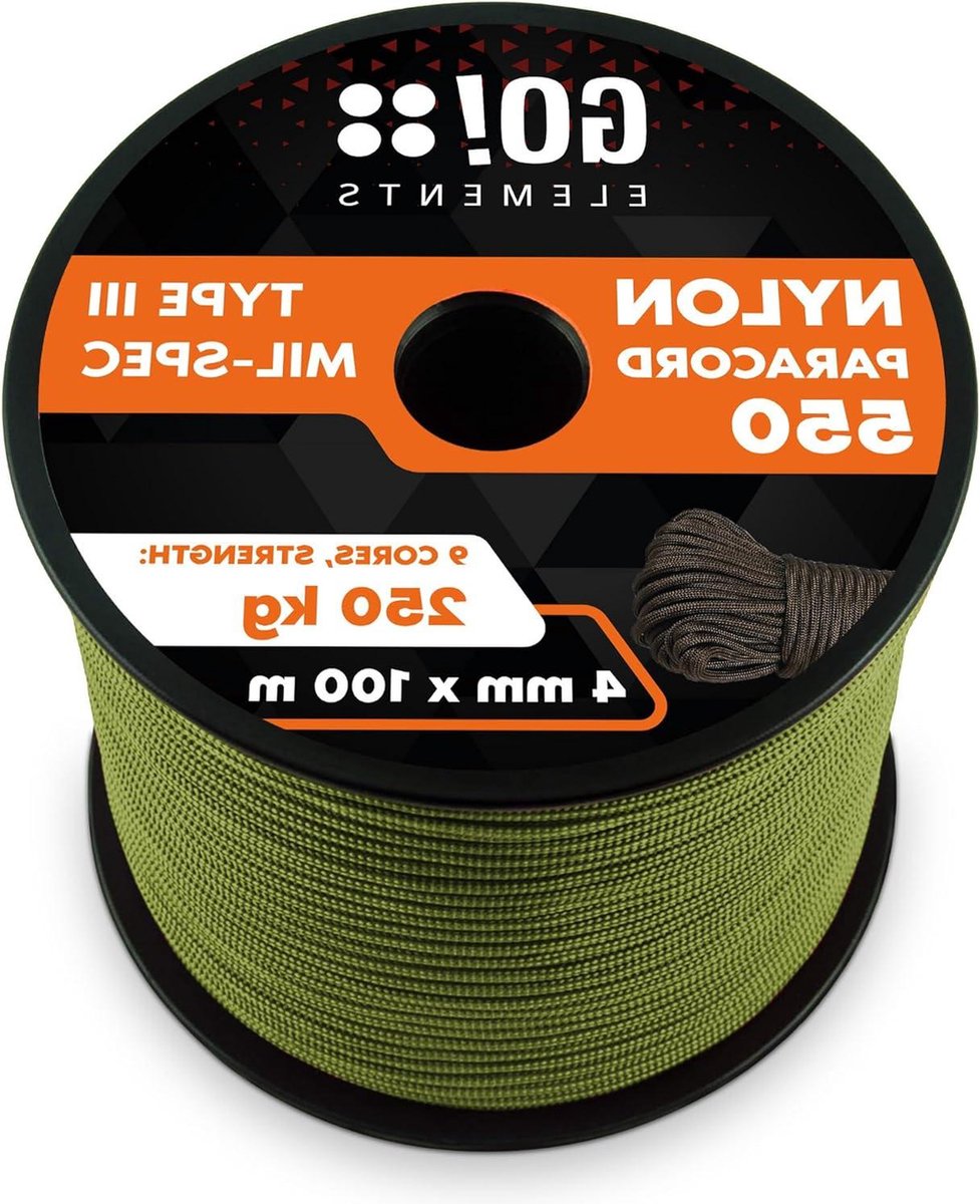 100m Paracord 550 4mm Type III touw nylon waslijnkoord & paracordarmbanden tot 250kg trekkracht Olijf