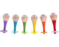 CLASSIC WORLD Rammelaar 2in1 Houten Regenboog Instrument Maracas 1 stuk