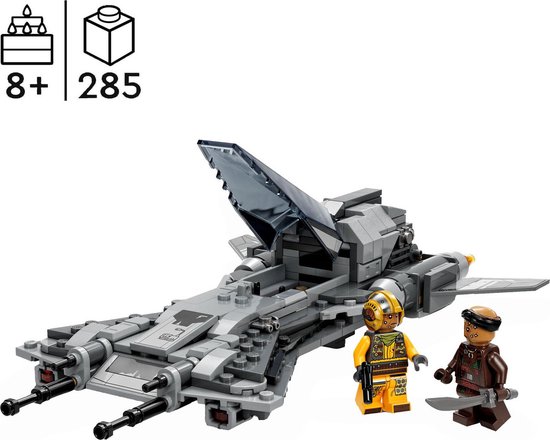LEGO Star Wars Pirate Snub Fighter met opengewerkt cockpit, twee minifiguren: Snub Fighter Pilot en Vane.