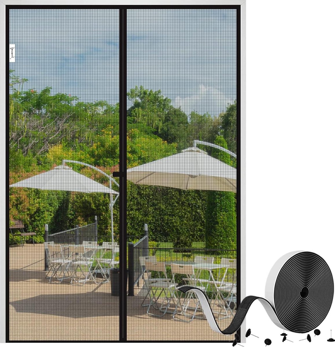 Magnetisch vliegengordijn 100 x 210 cm - zelfklevend - zwart - balkondeur en terrasdeur