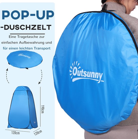 Outsunny Pop-up toilettent camping douchetent omkleedtent binnentas polyester blauw A20-134 van Merkloos — afbeelding 2