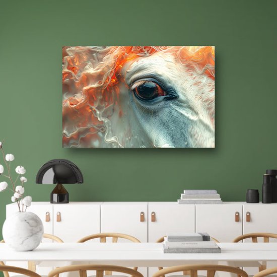 Oog glas schilderij - Dier glasschilderijen - Glasschilderij Vuur - Wanddecoratie kinderkamer - Schilderij acrylglas - Decoratie slaapkamer acrylglas 90x60 cm