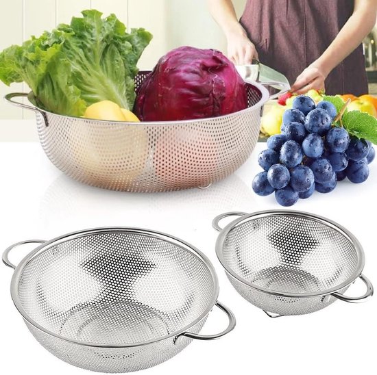 Housoutil Zeef pastazeef, gaaszeef, pastazeef, spaghetti, Aziatische keukenspin, levensmiddelafschuimer met handvat voor het koken van knoedels, gefrituurde poedersuikerstrooier