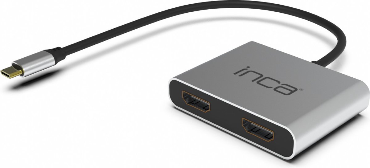 BasicTeQ: Inca ITPC-4T interface hub USB 3.2 Gen 1 (3.1 Gen 1) Type-C Aluminium. Usb c hub - Usb hub - 4K Ultra HD - HDMI - USB 3.0 - 2024 -100 Watt opladen - High End - Space Grey