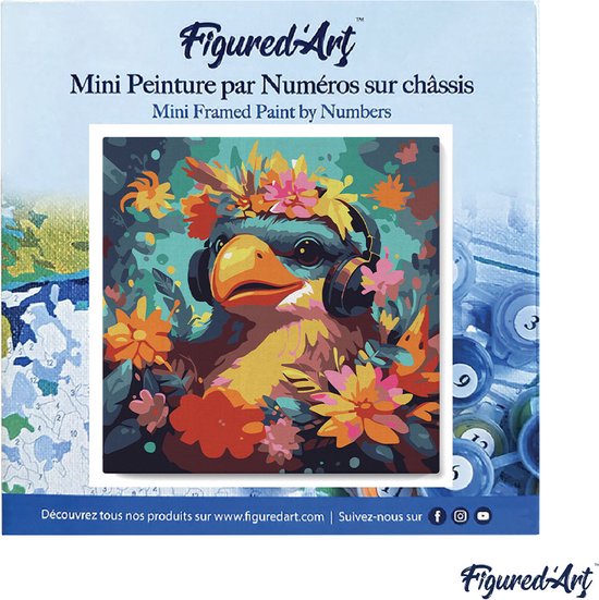 Mini Peinture par Numéro Figured'Art 20x20cm avec cadre Bouquet de Tulipes - Petit Format - Peinture par numéro