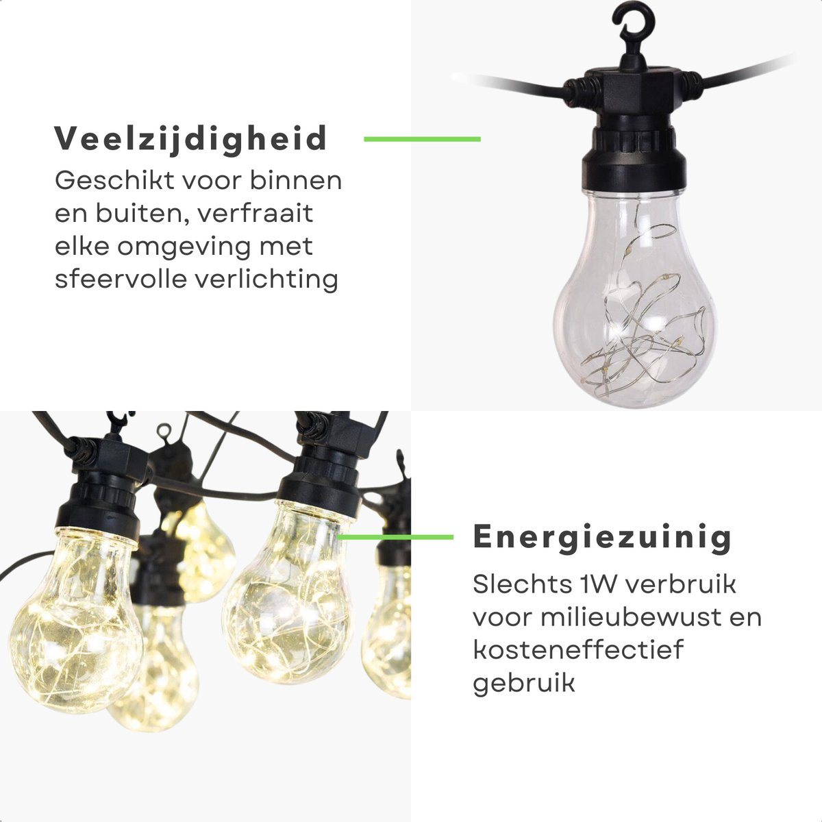 LED Feestverlichting voor Buiten - Fairy Lights - Lichtslinger - Lichtslang - Sfeervolle Tuinverlichting met 10x8 Micro LED - Warm Wit - 450 cm Verlichte Lengte - Decoratieve Buitenverlichting met IP44 Adapter - Geschikt voor Binnen en Buiten — cadeau in Wonen & Interieur - foto 5
