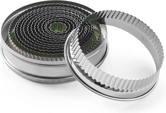HENDI 14-delige uitsteekvorm set – kartelrand – rond – ø18-108 mm – roestvast staal