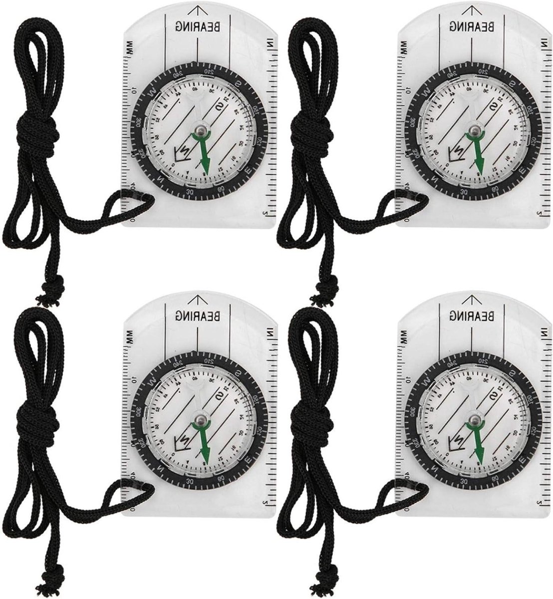 Navigatie Kompas Professioneel voor Kaartlezen - Set van 4 Stuks