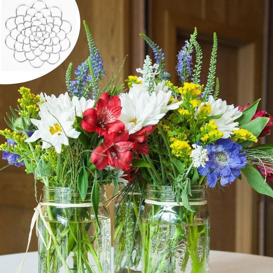 Roestvrij staal draad bloemstuk gereedschap bloemdeksel arranger ikebana steelhouder bloemenarrangement houder spiraal steelhouder voor vazen (zilver 15 cm) — afbeelding 3