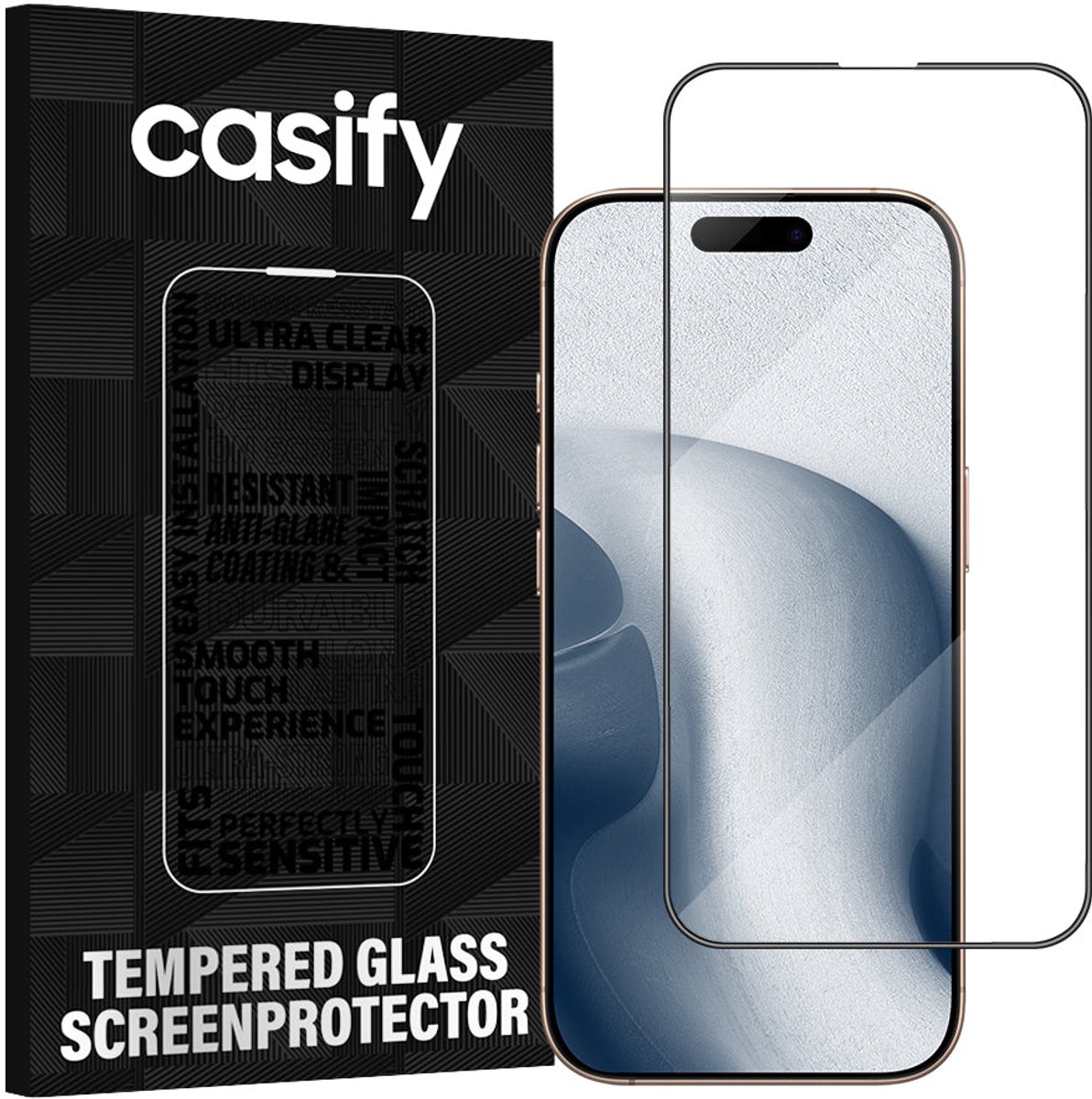 Casify Gehard Glas Full Cover Screenprotector voor de iPhone 15 Plus / 16 Plus