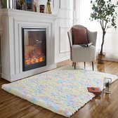 Tapis à poils longs Boraboi ® Cheerful antidérapant pour salon et chambre, lavable et doux, 60 x 120 cm