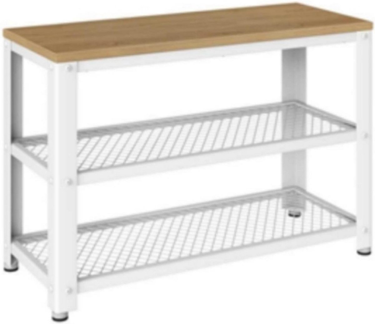 CRLYN® Schoenenbank - Schoenenkast - Wit met Bruin