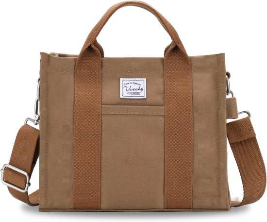 Kleine schoudertas voor dames en meisjes, stoffen tas voor mobiele telefoon om te hangen met schattig patroon, 3 vakken en lange riem, Zwart met kersen, Small, Minimaal