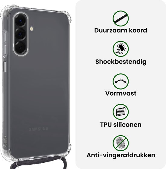 Hoesje Geschikt voor Samsung Galaxy A26 - Met Koord - Shock Proof - Siliconen Case - Back Cover - Telefoonkoord - Telefoon Hoes Shockproof - Telefoonketting - Transparant