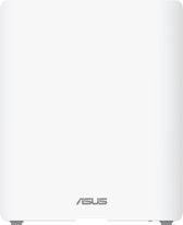 Witte ASUS ZenWiFi router met een subtiel ASUS-logo op de voorkant en grijze pootjes.