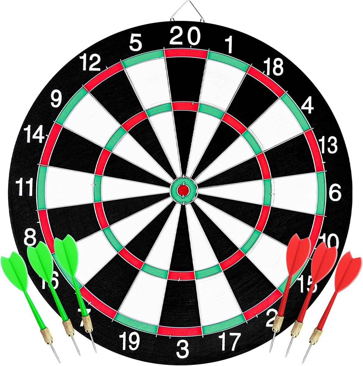 Dartbord met set dartpijlen - klassiek dartspel - 6 stuks