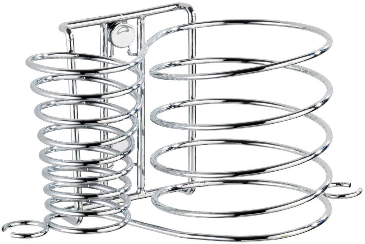Ibenzoa® Multifunctionele Wandhouder voor Haardroger en Stijltang met Kabelbeheer, Chroom, 21 x 11,5 x 12 cm