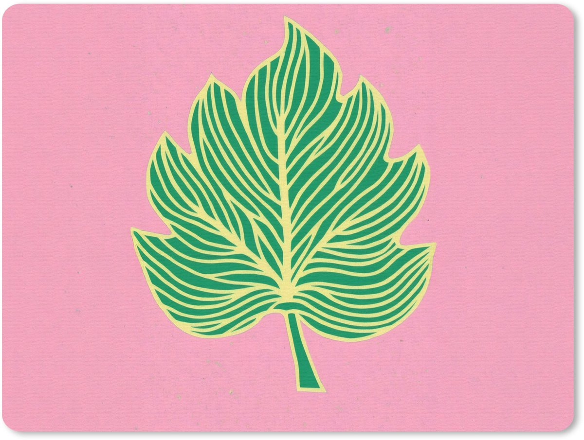 Muismat 23x19 cm - Mousepad Blad - Groen - Illustratie - Minimalistisch - Muismatten